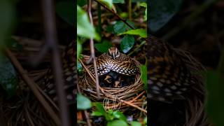 A quail hunkers down in a nest on the forest floor shielding its chicks birds wildlife [upl. by Charlton]