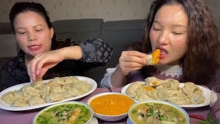 चिसो मौसममा तातो तातो mutton Momo mutton leg soup spicy अचार mukbang [upl. by Larson]