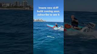 Boat engine  Jumbo Paddleboard  INSANE ocean skiff boat boating ocean [upl. by Leavitt]