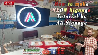 How to make 2D NEON SIGNAGE Live Tutorial by AA Signage [upl. by Lamond]