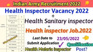 Health Inspector Vacancy 2022Sanitary inspector vacancy 2022 Health Malaria Inspector Recruitment [upl. by Heidie]