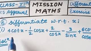 Differentiation class 11th chapter 28  RS AGGARWAL CLASS 11TH EXERCISE 28A missionmathsclass11th [upl. by Eldon]