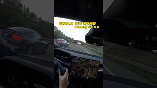 Cheapest Tesla Model S vs Ford Mustang GT 50 on German autobahn [upl. by Semaj]