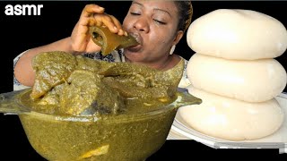 African food mukbang black soup and fufu Nigeria food ASMR [upl. by Peterson]