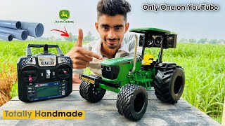 How to make John Deere tractor using Dc gear motor DIY tractor with PVC PIPE [upl. by Llaccm]