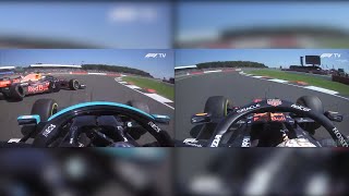 Max Verstappen amp Lewis Hamilton Side by Side Onboard  2021 British Grand Prix Silverstone Crash [upl. by Einaoj]