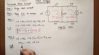 mesh analysis example problem solution easy steps [upl. by Emmaline673]