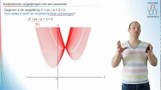Kwadratische vergelijkingen met een parameter vwo 3  WiskundeAcademie [upl. by Ynhoj414]