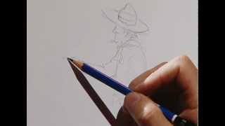 How to draw a cowboy from the old western 1 Cómo dibujar un vaquero del viejo oeste 1 [upl. by Ariew]