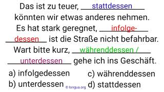 A1 A2 B1  Deutsch lernen Grammatik Test Deutsche Grammatik dessen stattdessen währenddessen [upl. by Novi785]