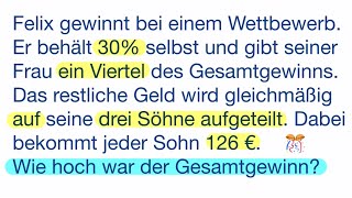 Kannst du den Gewinn berechnen Ein Rätsel mit Brüchen und Prozenten [upl. by Eadmund]