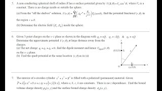 Electricity and Magnetism  Spherical Shell Dipole QuadPotential Cylinder  polarized material [upl. by Cori]