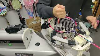 Badminton Racket Stringing  Lining Windstorm 72 topdown view 4 knots no talking asmr [upl. by Garges919]