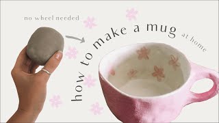 how to make a ceramic mug at home  no wheel needed✨ pottery tutorial for beginners [upl. by Adnolehs]