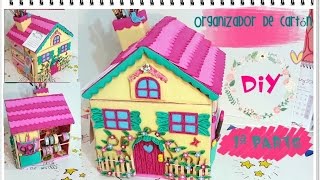 DIY Organizador de cartón con forma de casita [upl. by Elleirbag989]