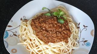 Halal Spaghetti Bolognese urdu recipe Easy way to make Tasty Spaghetti Bolognese without sauce [upl. by Eugine]