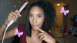 Does it work  Hair Straightener Brush on Natural Hair [upl. by Riccio]