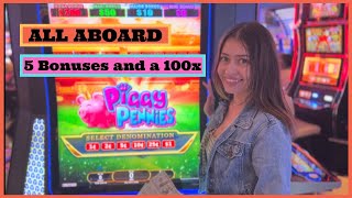 All Aboard Slot Machine 5 Bonus Round OVER 100X HIT [upl. by Marcelle]