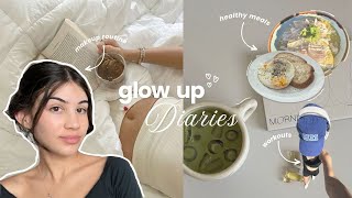 glow up diaries ‧₊˚ ☁️ skincare routine healthy meals diet workouts solo dates [upl. by Erodaeht]