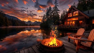 Lake House A Cozy Evening with the Sounds of Fire and Water [upl. by Ennaeirb147]