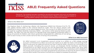 ABLE Frequently Asked Questions [upl. by Arretal549]