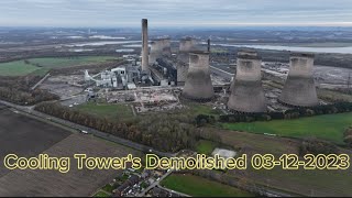 Fiddlers Ferry Power Station Demolition of Cooling Towers 03122023 [upl. by Redd656]