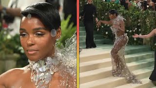 Janelle Monáe Avoids Near Tumble Down Met Gala Steps [upl. by Llenrep]