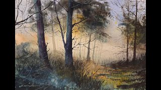 Watercolor painting tutorial  Misty Forest Glow [upl. by Anselmi]