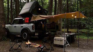 RELAX CAMPING in a Secluded Big Brook with BRONCO Tiny House  Relaxing cozy Tarp Shelter ikamper [upl. by Helsell]