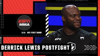 Derrick Lewis discusses his KO win at UFCVegas45 throwing his cup into the stands  UFC Post Show [upl. by Eseuqram]