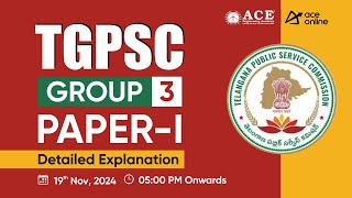 TGPSC Group3 Paper1  Detailed Explanation amp Study Plan  ACE Online Live [upl. by Florance]