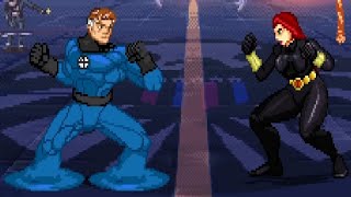 Mr Fantastic vs Black Widow Marvel Super Heroes Mugen Game CPU Fights Best of 3 [upl. by Lerual]