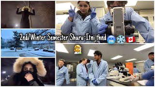 2nd Winter Semester Shuru🇨🇦❄️Lab mein bnaya vlog👩‍🔬itni thnd🥶Pakistani Student in Canada♥️ [upl. by Bathulda]