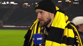 Alexander Milosevic tackas av efter matchen mot Halmstad BK Allsvenskan 2024 [upl. by Schnur]