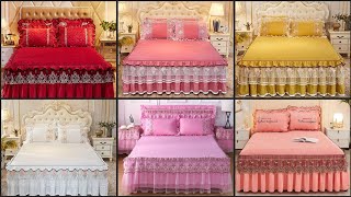 iloulou Thick Bedspread Warm Velvet Bed Cover Skirt Floral Print Pattern Lace Bedding Queen Mattress [upl. by Harday]