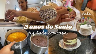 PREPARATIVOS ANIVERSÁRIO DE 2 ANOS EM CASA  BOLO BRIGADEIRO DECORAÇÃO COM CHANTILLY e mais [upl. by Einnoj]