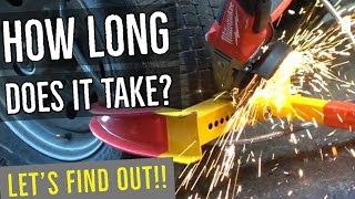 Milwaukee M18 Cordless Grinder vs Heavy Duty quotAntiTheftquot Wheel Lock Clamp on Landscaping Trailer [upl. by Ober]