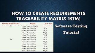 How to Create Requirements Traceability Matrix RTM [upl. by Beitz74]