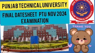 ptu datesheet ptu latest ptuexam exam result today dec24 2024 2025 [upl. by Eirahcaz204]