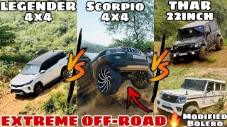 offroading ❌☠️  Legender 4x4  Scorpio  Thar 4x4  Bolero 🥵 automobile trending offroad [upl. by Mahtal712]