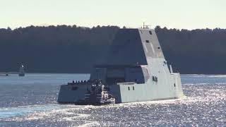 Zumwalt class destroyer USS Michael Monsoor on sea trials [upl. by Stronski]