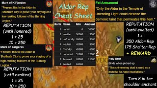 Aldor Reputation Farm Guide amp Cheat Sheet [upl. by Lyrahs473]