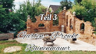 Gartenprojekt Ruinenmauer  Teil 3  Travertinplatten pflastern [upl. by Guinna]