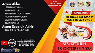 MAJLIS SUKAN SEKOLAH MALAYSIA MSSM KALI KE63 TAHUN 2023  SESI KETUJUH [upl. by Hughes]