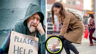 Tearful Young Woman Throws a Bill to a Beggar He Unfolds It and Sees an Inscription Help Me [upl. by Fink402]