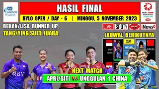 Hasil Final Hylo Open 2023 Hari Ini  REHANLISA Runner Up  Next Match APRISITI vs China [upl. by Lupiv]