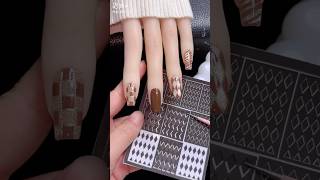 美甲教程 格纹美甲 镂空贴纸美甲 nails 指甲 指甲油 指甲油试色 [upl. by Gut]