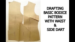 step by step How To Draft Basic Bodice Pattern With Darts For BEGINNERS [upl. by Wehhtam]