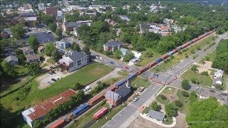 Drone CSX F763 Thru Downtown Suffolk VA 51819 [upl. by Esoryram]