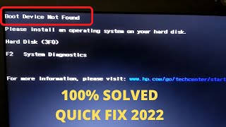 100 FIXED Boot Device Not Found Please Install An Operating System On Your Hard Disk 3F0English [upl. by Ydde]